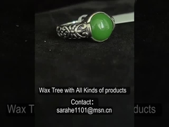 Anneaux de pierre précieuse en argent 925 sculpté 10x10 mm Ronde en forme de jade vert foncé