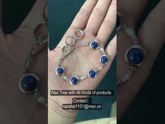 Les pierres de naissance 925 Bracelet en argent sterling Bracelet en lapis rond Bracelet en lazuli