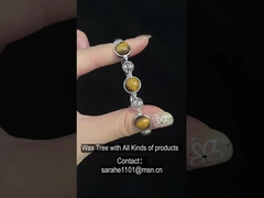 925 Bracelet en pierre précieuse en argent sterling Bracelet en pierre précieuse en œil de tigre en rhodium