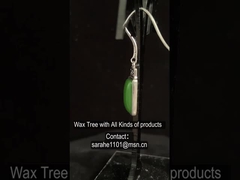 Cabochon 925 pierre précieuse en argent sterling Boucles d'oreilles 7x12 mm Rectangle Jade vert