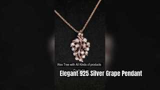 Superbe collier pendentif raisin en argent 925, bijoux délicats RG