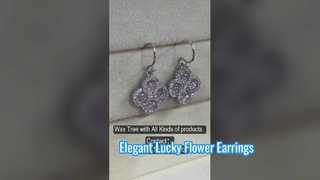 Boucles d'oreilles élégantes en argent 925, fleur porte-bonheur, rose pêche, CZ