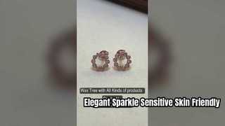 Boucles d'oreilles élégantes en argent sterling 925 en or rose avec cercle CZ