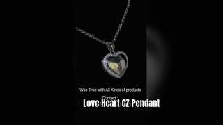 Pendentif coeur en argent 925 CZ, cadeau de Saint-Valentin