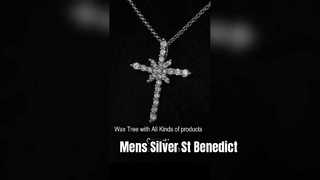 Pendentif homme en argent 925 CZ Saint Benoît
