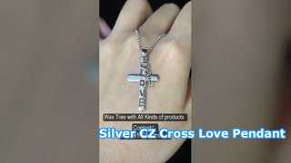Collier pendentif croix en argent sterling CZ