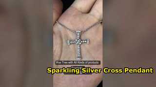 Pendentif Croix Blanche Anti-Allergique Pour Femme Plaqué Argent 1.5mm