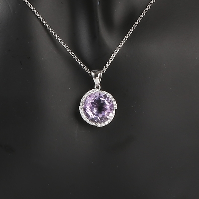 Cru CZ pourpre 925 Sterling Silver Gemstone Pendant Necklace pour des femmes