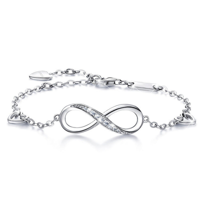 Le rhodium réglable de 925 femmes de Sterling Silver Infinity Symbol Bracelet a plaqué