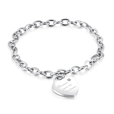 Haut de Sterling Silver Chain Bracelet Extraordinary du charme 925 de coeur poli