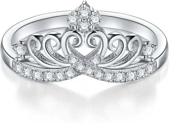 bague de fiançailles argentée de la pierre 925 principaux de 2.0mm, engagement formé par couronne Ring For Women