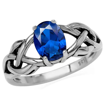 925 Sterling Silver Diamond Engagement Rings, bague de fiançailles bleue du Zircon 3.0g