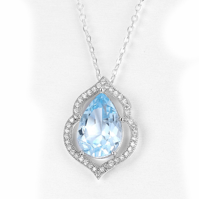 Collier de pierre précieuse marquise S925 Logo gravé en argent