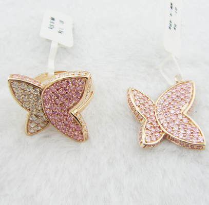 Jeux de bijoux au rhodium avec boucles d'oreilles AAA CZ
