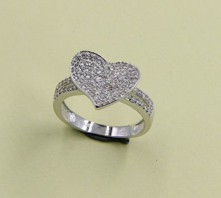 Anneaux de cœur élégants 925 Sterling Anneaux en argent avec AAA CZ Pave en forme de cœur ovale rond et de marquise