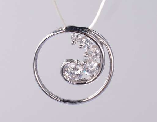 Série géométrique Ronde Délicate 925 Argent CZ Pendentif géométrique Personnalisable Avec Chaîne 46cm 925 Argent CZ Pendentif