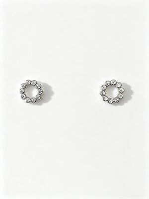 Boucles d'oreilles rondes en argent 925 rhodié blanc avec zircon cubique, délicates et scintillantes, serties de pierres en zircon cubique dans de l'argent sterling, idéales pour un usage quotidien et les occasions spéciales