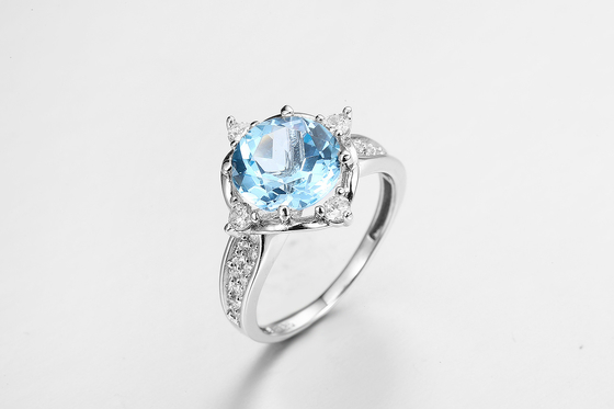 3.8g Sapphire Stone Silver Ring Band bleue D.C.A. CZ pour les femmes