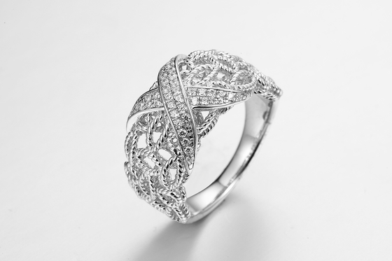 « Les noeuds innombrables » 925 anneaux de Sterling Silver CZ attachent le cadeau de mariage