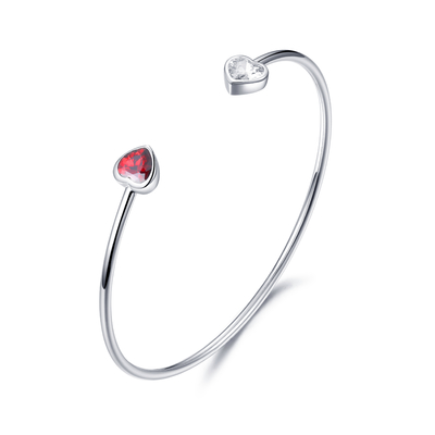 4.30g a personnalisé le coeur rouge de Sterling Silver Bangle For Ladies 6.0mm
