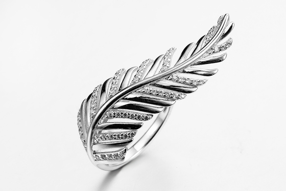 Inregular forment 925 anneaux argentés D.C.A. Sterling Silver Angel Wing Ring de la CZ