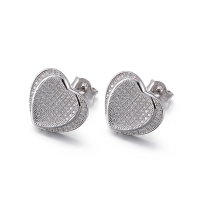 2,6 grammes 925 de la CZ d'OEM argenté Tiffany Heart Earrings Silver de boucles d'oreille