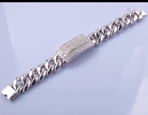 96,25 grammes 925 bracelets magnétiques assortis argentés du bracelet 19cm de la CZ pour des couples