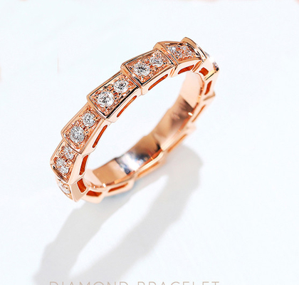 Or Diamond Rings 3.5g 18K Rose Gold Wedding Band de la vipère 18K de Serpenti