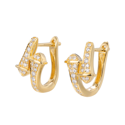 CONTRE le double de Diamond Earrings 2.4g 0.16ct d'or de la clarté 18K dirigé forme de flèche