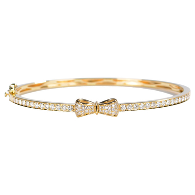 Or adapté aux besoins du client Diamond Bangle Bracelets 18K 0.96ct 16.5cm de Bowknot luxueux