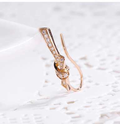 18k formé par noeud Rose Gold Diamond Earrings 0.20ct pour sarcler le cadeau de réunion