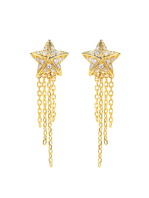 18K or en forme d'étoile Diamond Earrings 0.16ct F-G Color 2.0gram pour l'engagement