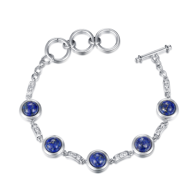 Pierres porte-bonheur 925 Sterling Silver Bracelet   Bracelet rond de lapis lazuli