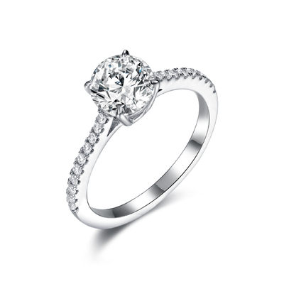 925 la série de Sterling Silver Diamond Engagement Rings 6.0mm a formé le style noble