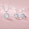 Électrodéposition de rhodium d'argent de l'opale 925 de Zircon d'ensemble de bijoux du collier et de la boucle d'oreille des femmes