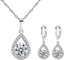 Ensemble Diamond Earrings And Pendant Set de bijoux de Crystal Teardrop Pendant Silver 925