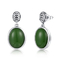 Boucles d'oreille faites sur commande de pierre gemme de Sterling Silver Earrings Oval Green du cru 925