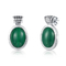 Boucles d'oreille faites sur commande de pierre gemme de Sterling Silver Earrings Oval Green du cru 925