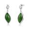La feuille conçoit 925 Sterling Silver Stud Earrings Gemstone Emerald Green Stone Earrings