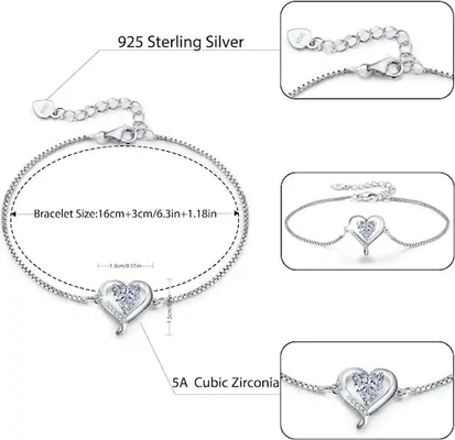 La CZ hypoallergénique 925 Sterling Silver Bracelet pour l'anniversaire de mariage de partie