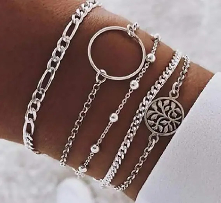 Bracelet à chaînes de boule de cavité, le bracelet fait sur commande des femmes 1.8g