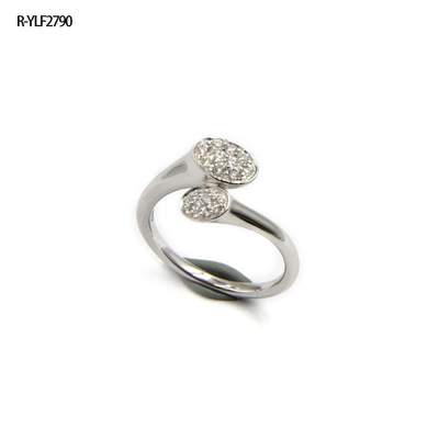 Élégante Circonia Cubique Claire Sterling Anneaux d'Argent Joaillerie Fine Band Pour Les Femmes