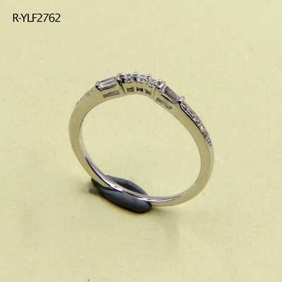 Élégante Circonia Cubique Claire Sterling Anneaux d'Argent Joaillerie Fine Band Pour Les Femmes