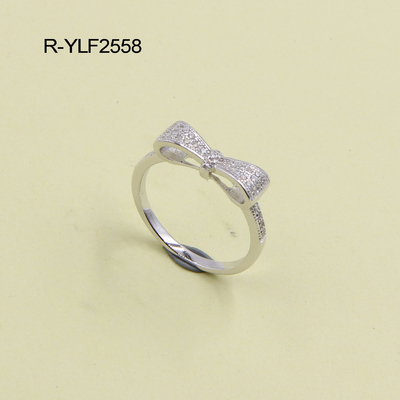 Élégante Circonia Cubique Claire Sterling Anneaux d'Argent Joaillerie Fine Band Pour Les Femmes