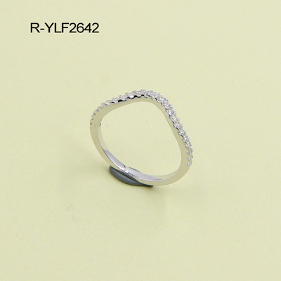 Élégante Circonia Cubique Claire Sterling Anneaux d'Argent Joaillerie Fine Band Pour Les Femmes