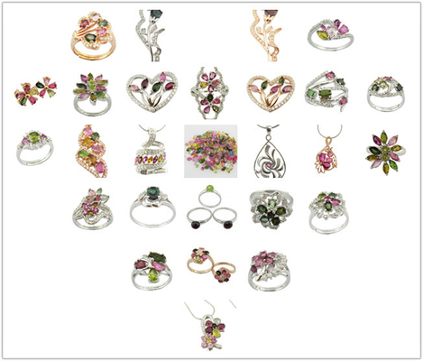 Anneaux de pierre précieuse en argent sterling avec 925 de pureté de rhodium couleur tourmaline