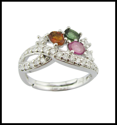 Anneaux de pierre précieuse en argent 925