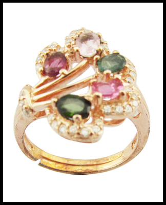 Anneaux de pierre précieuse en argent sterling avec 925 de pureté de rhodium couleur tourmaline