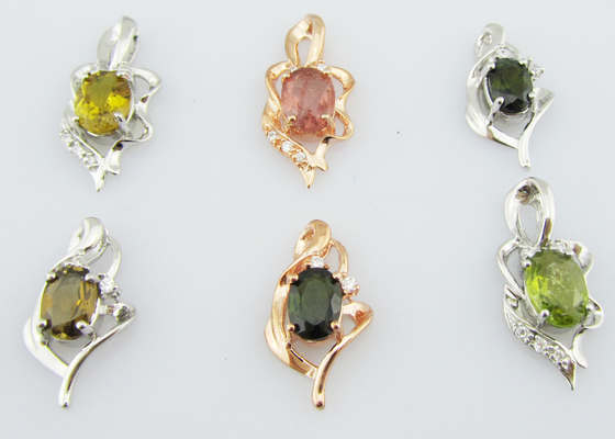 Coloriage en tourmaline pendentif en pierre précieuse en zircon cristal 925 collier en argent pour tous les jours et les fêtes