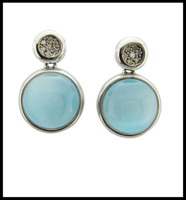 Boucles d'oreilles en pierre précieuse en forme de cœur en rhodium Lapis Lazuli Cube Zirconia Casual / Style de fête